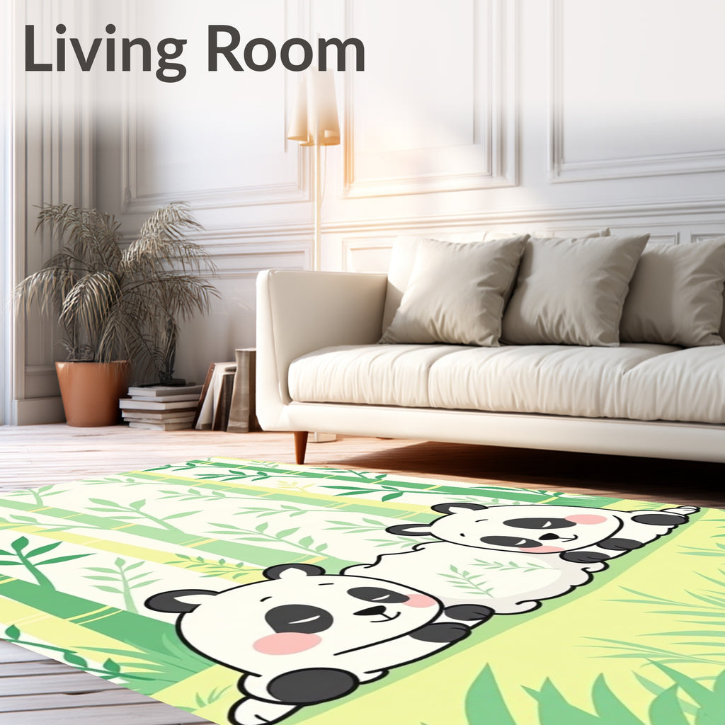 Cute Bamboo Forest Pandas Rug