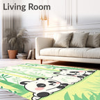 Cute Bamboo Forest Pandas Rug