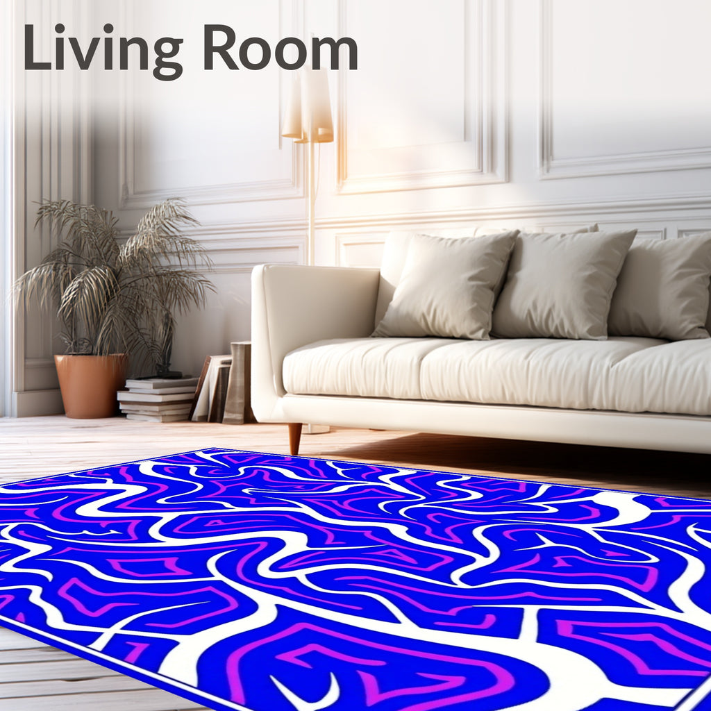 Bold Blue Pink Abstract Flow Rug