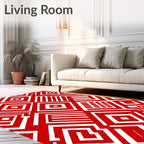Bold Crimson Geometric Assemblage Rug