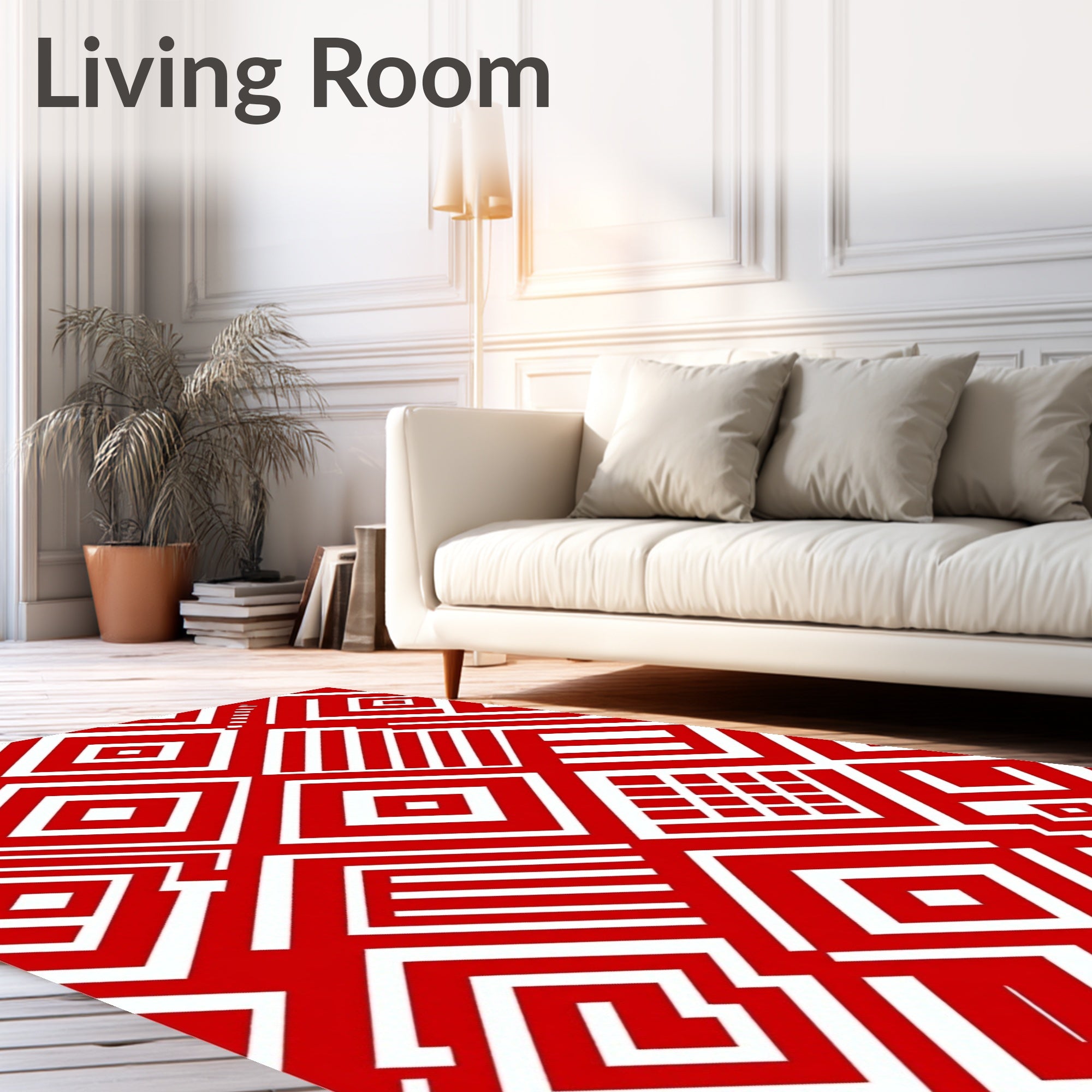 Bold Crimson Geometric Assemblage Rug