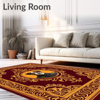 Regal Dog Portrait Burgundy Ornate Rug
