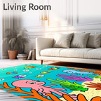 Ocean Life Colorful Fish Octopus Coral Rug