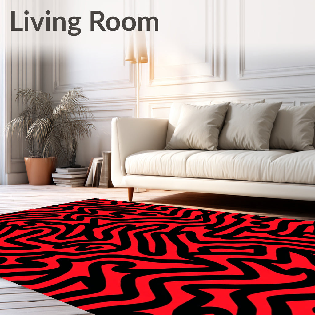 Bold Red Swirl Continuous Line Rug