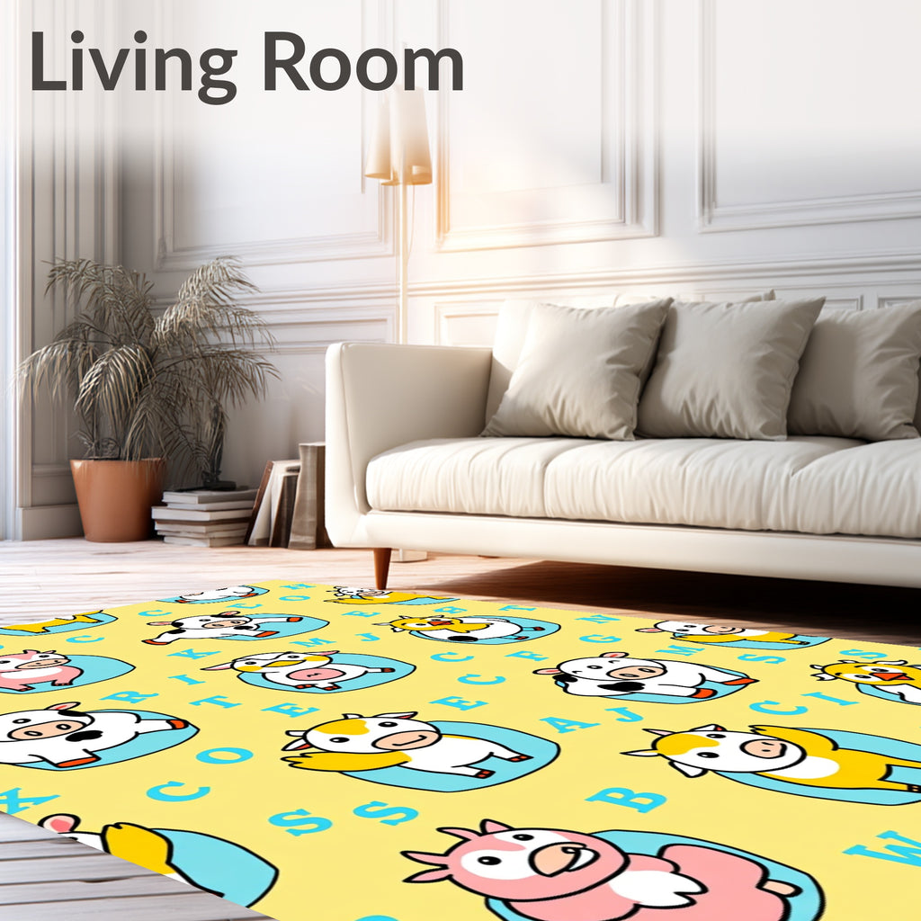 Cute Farm Animal Alphabet Repeat Rug