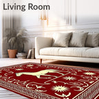 Crimson Horse Star Border Rug