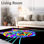 Vibrant Psychedelic Cat Face Rug