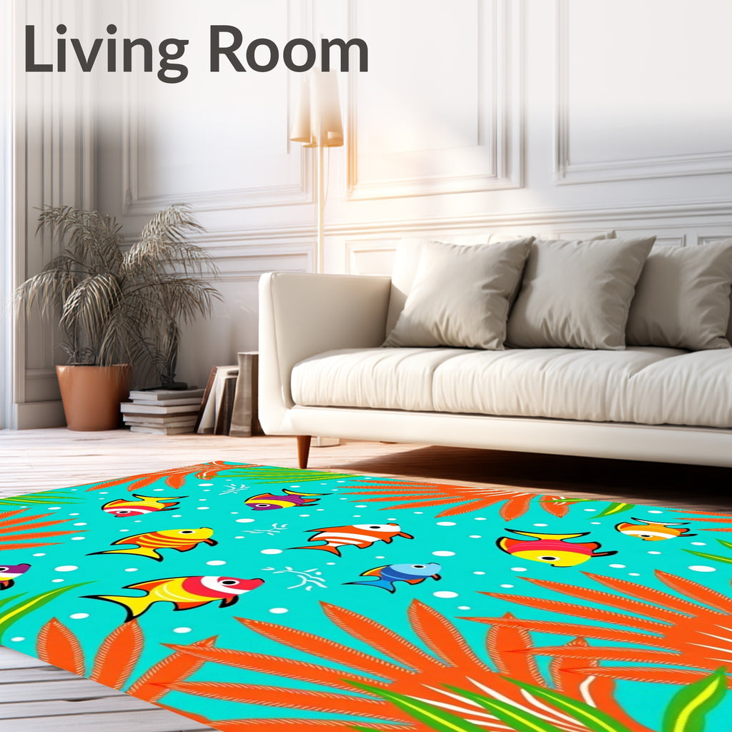 Vibrant Tropical Fish Coral Reef Rug