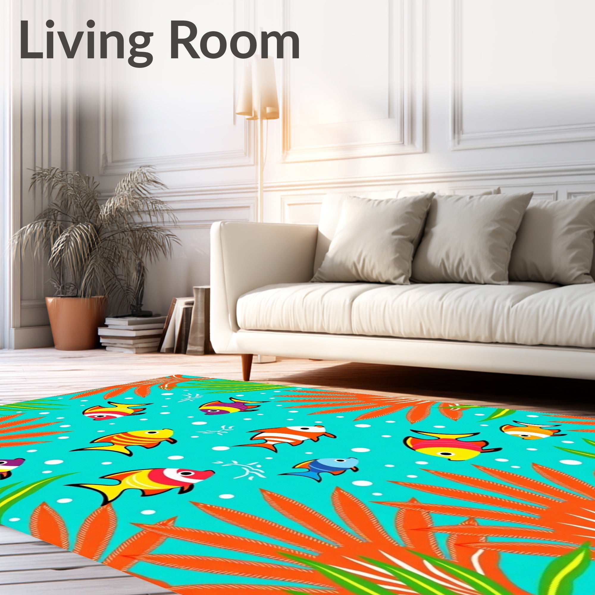 Vibrant Tropical Fish Coral Reef Rug