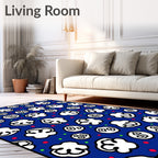 White Popcorn Dots Blue Rug