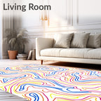 Abstract Blue Yellow Red Contour Lines Rug