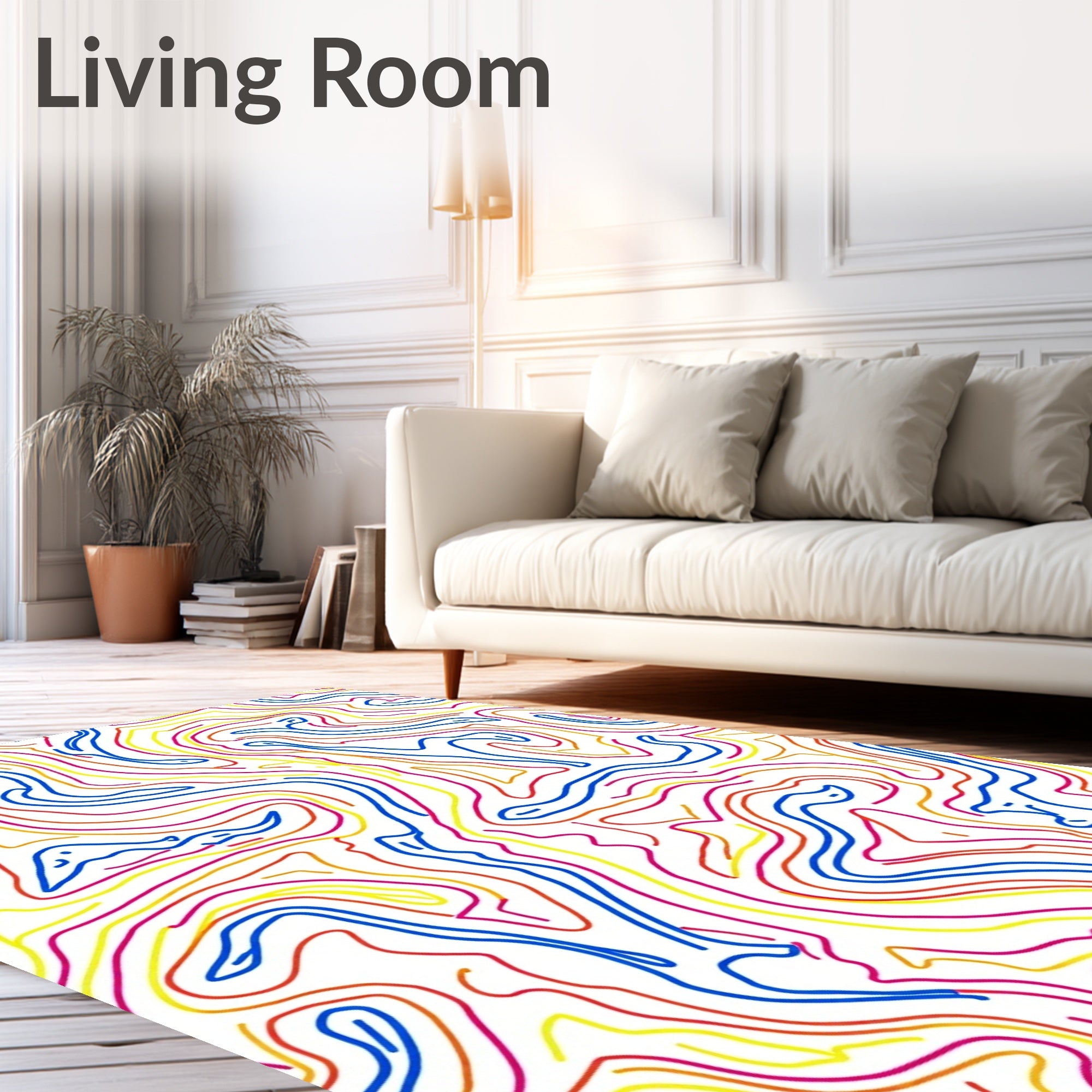 Abstract Blue Yellow Red Contour Lines Rug