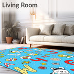Playful Alphabet Monsters Bright Blue Rug