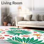 Tropical Green Palm Starfish Shells Rug