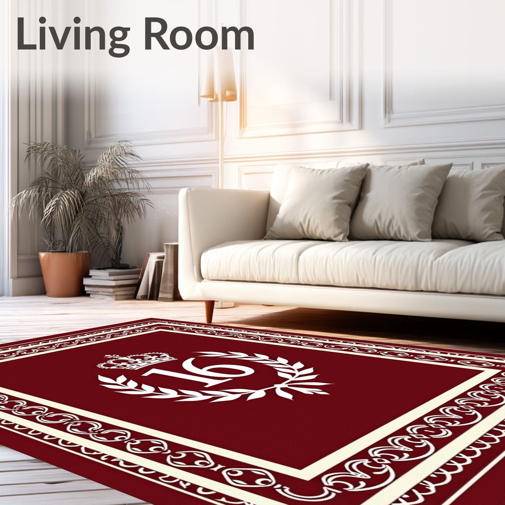Deep Red Royal Laurel Wreath Rug