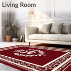 Deep Red Royal Laurel Wreath Rug