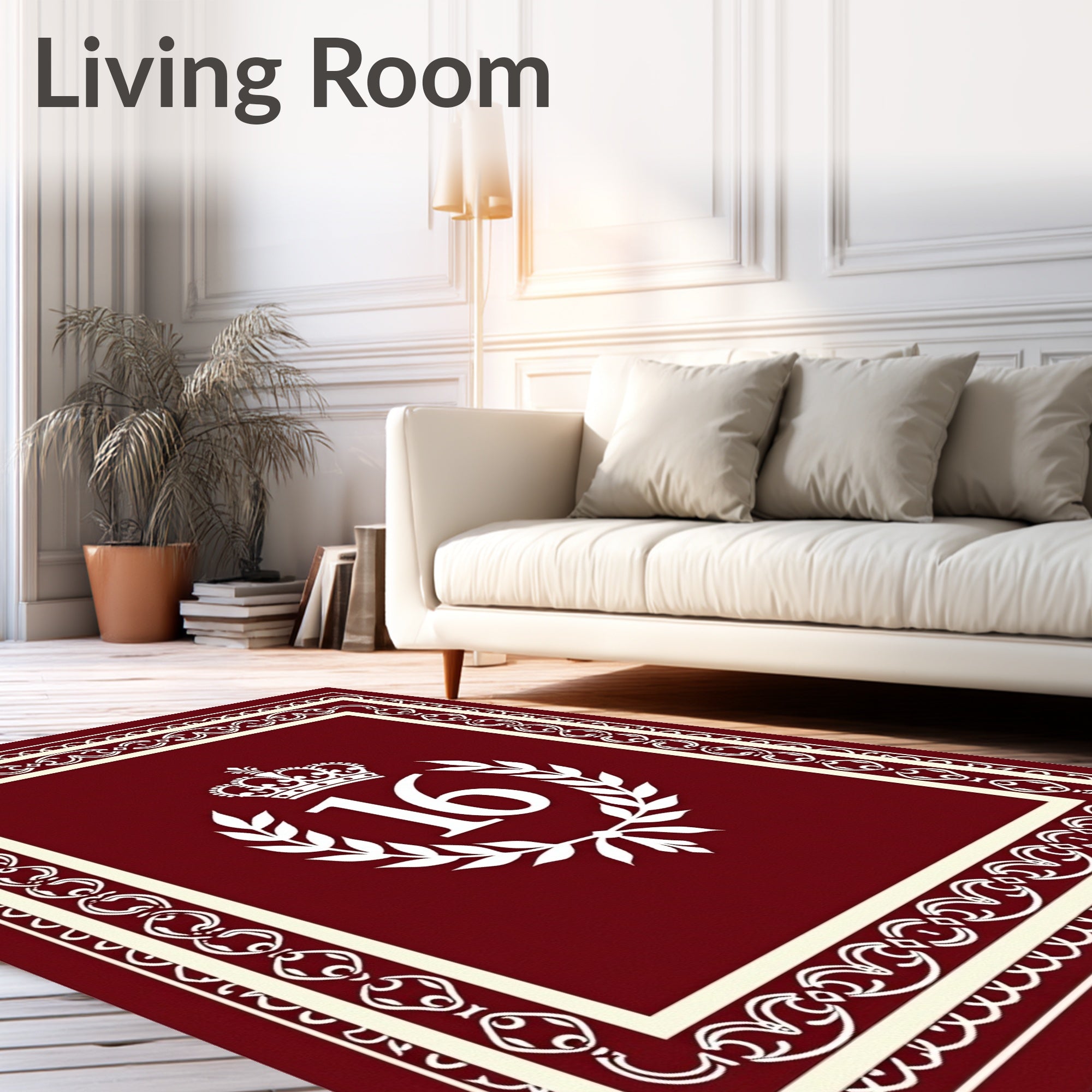 Deep Red Royal Laurel Wreath Rug