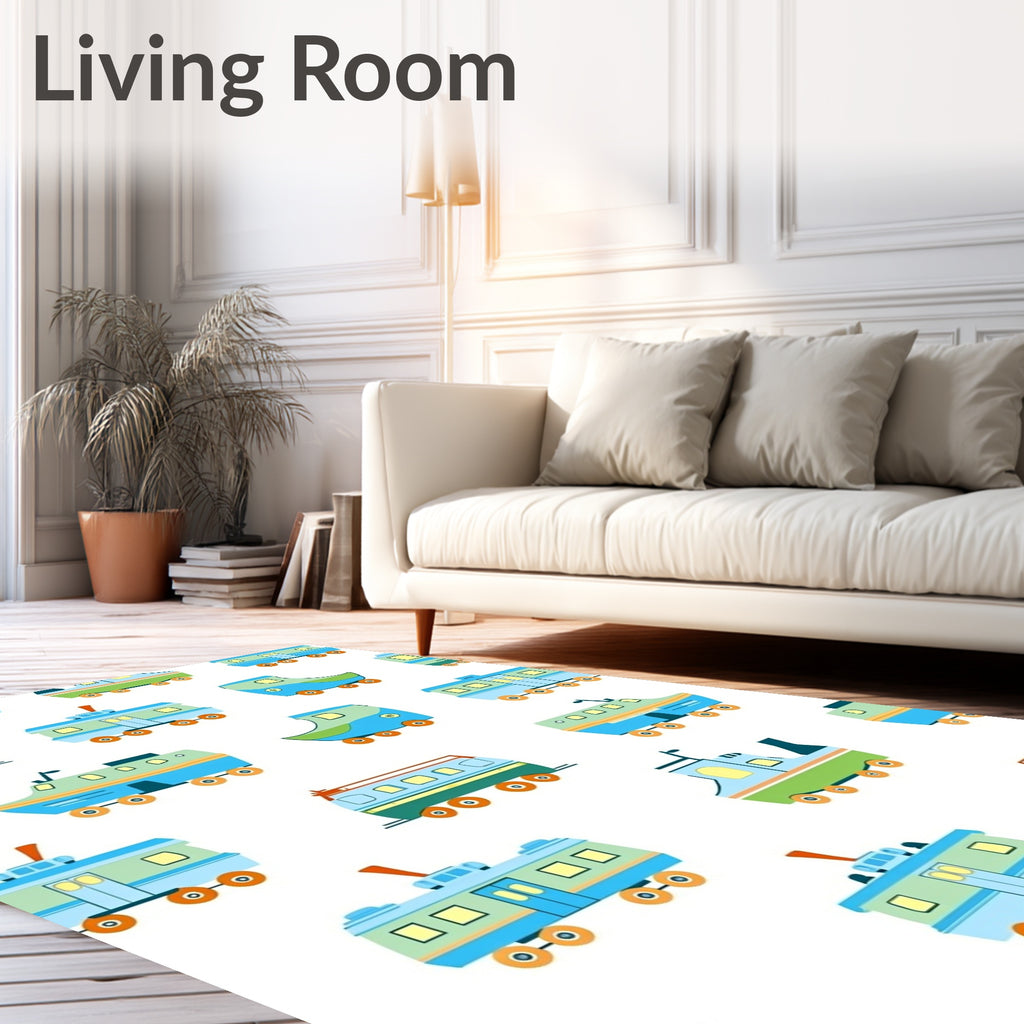 Whimsical Blue Green Transportation Voyage Rug