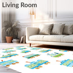 Whimsical Blue Green Transportation Voyage Rug