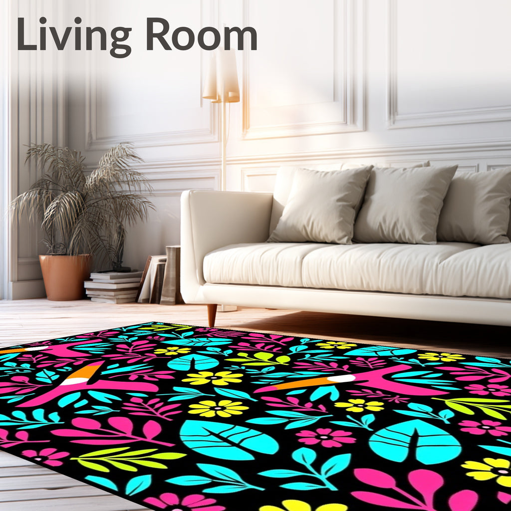 Vibrant Toucan Tropical Foliage Rug