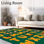 Jungle Alphabet Animals Green Rug