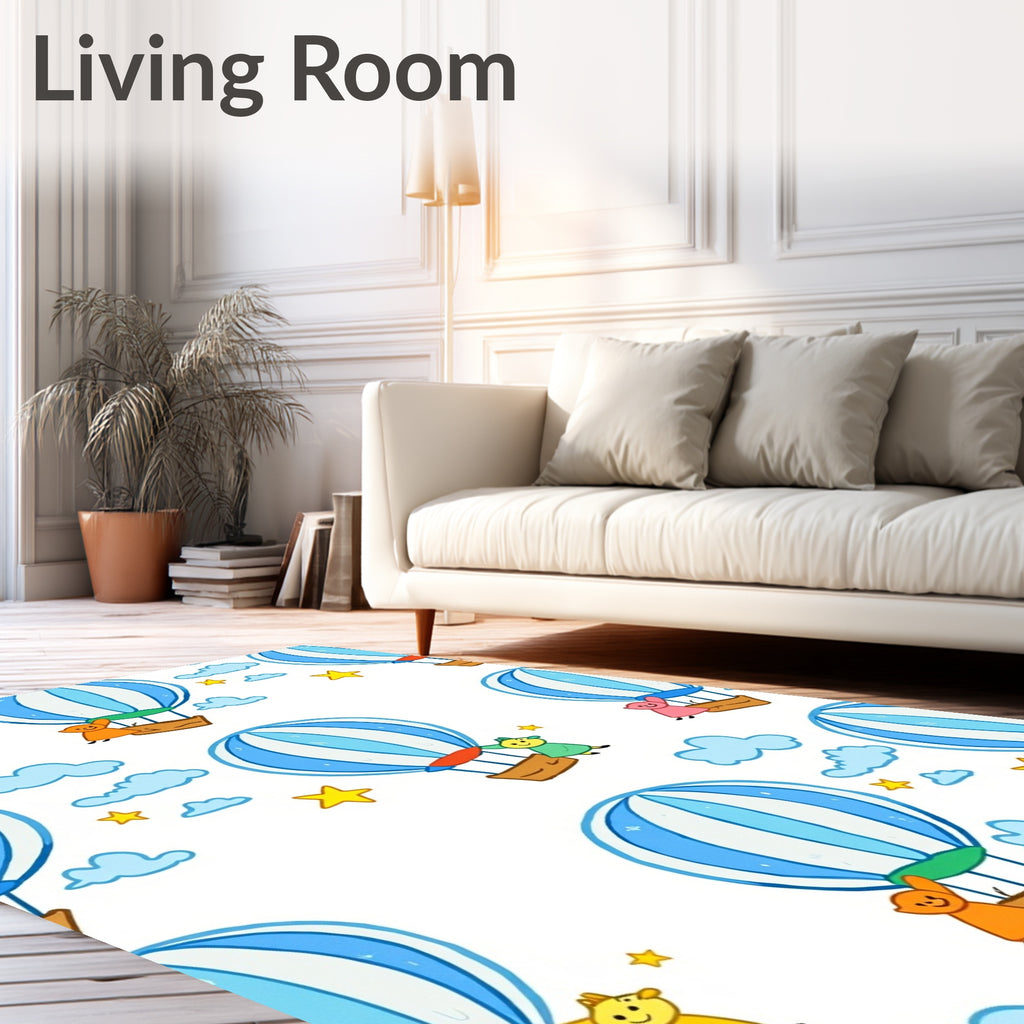Whimsical Hot Air Balloon Adventure Rug