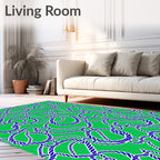 Blue Rope Nautical Green Background Rug