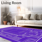 Blue Stadium Blueprint Geometric Lines Rug