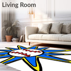 Blue Yellow Starburst Baseball Rug