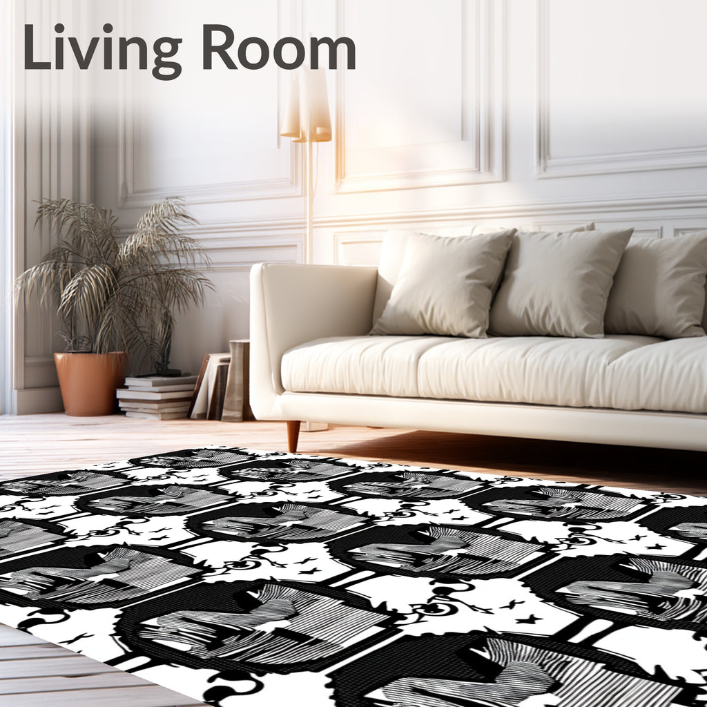 Monochromatic Black And White Abstraction Rug