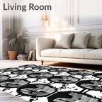 Monochromatic Black And White Abstraction Rug