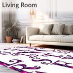 Ornate Alphabet Collage Deep Purple Pink Rug