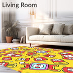 Retro Red Yellow Cartoon Characters Rug