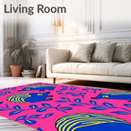 Blue Yellow Hedgehog Garden Scene Rug