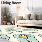 Whimsical Figures In Soft Green Shapes Rug