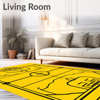 Black Field Play Abstract Layout Rug