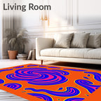 Trippy Orange Whirlwind Abstract Swirls Rug