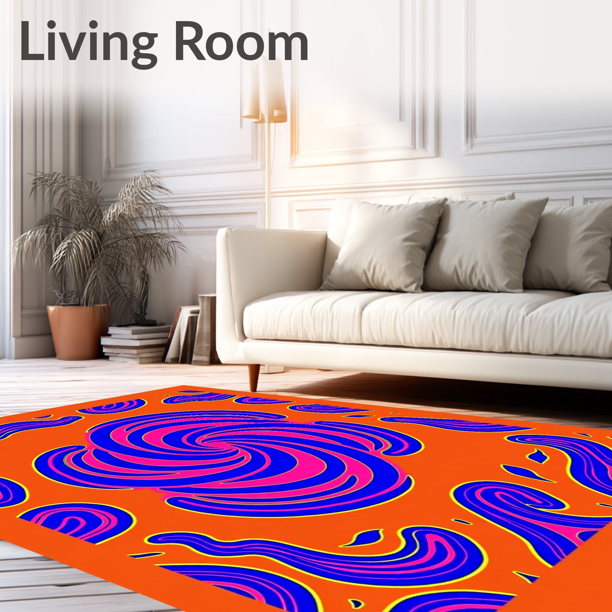 Trippy Orange Whirlwind Abstract Swirls Rug