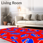 Bold Red Blue Abstract Shapes Rug