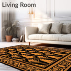 Art Deco Orange Floral Inlay Rug