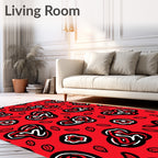Bold Crimson Abstract Organic Shapes Rug