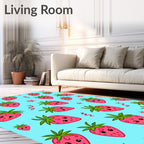 Cute Pink Strawberry Hearts Confetti Rug