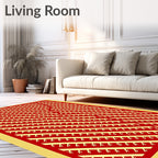 Bold Red Yellow Diagonal Script Rug