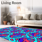 Whimsical Red Blue Whale Collection Rug