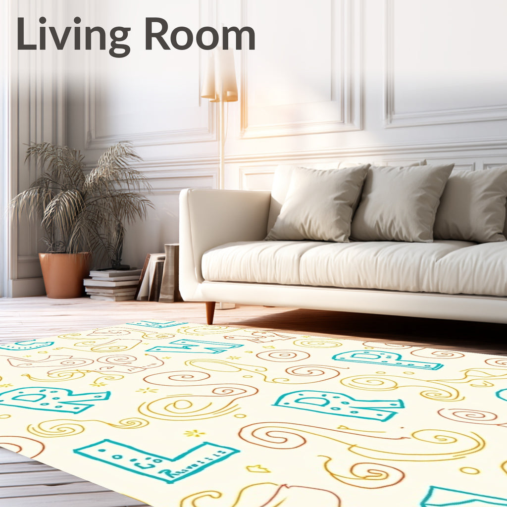 Whimsical Alphabet Swirls Rug