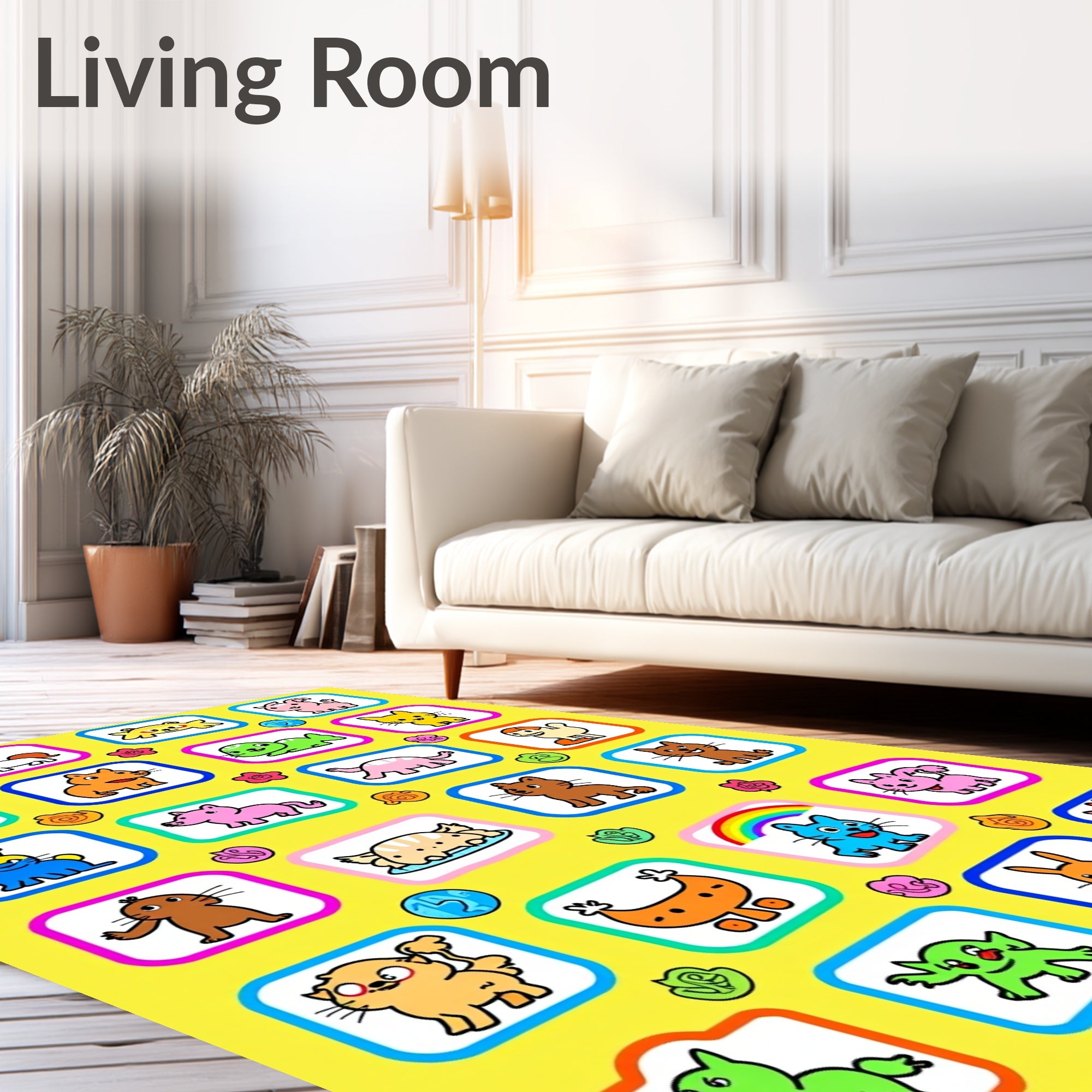 Playful Cartoon Animal Collection Rug