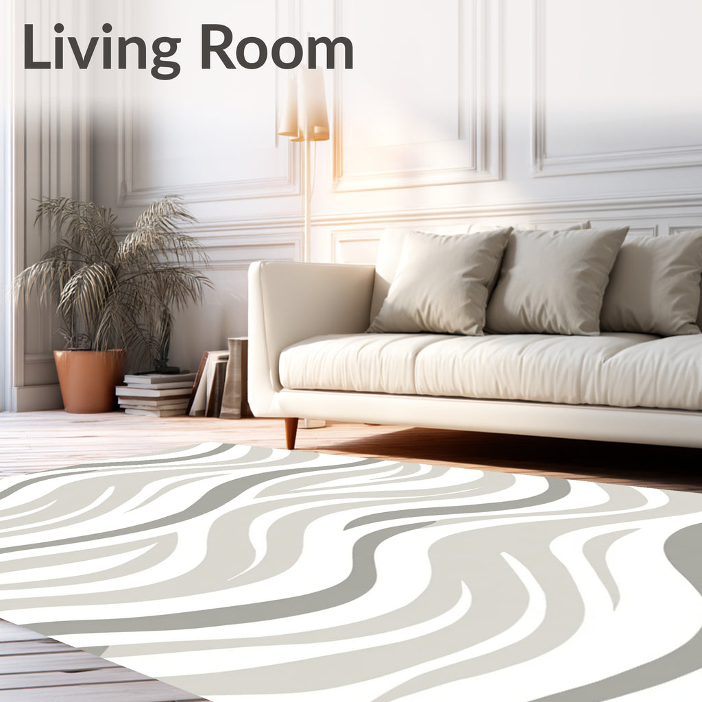 Neutral Gray Wavy Stripe Rug