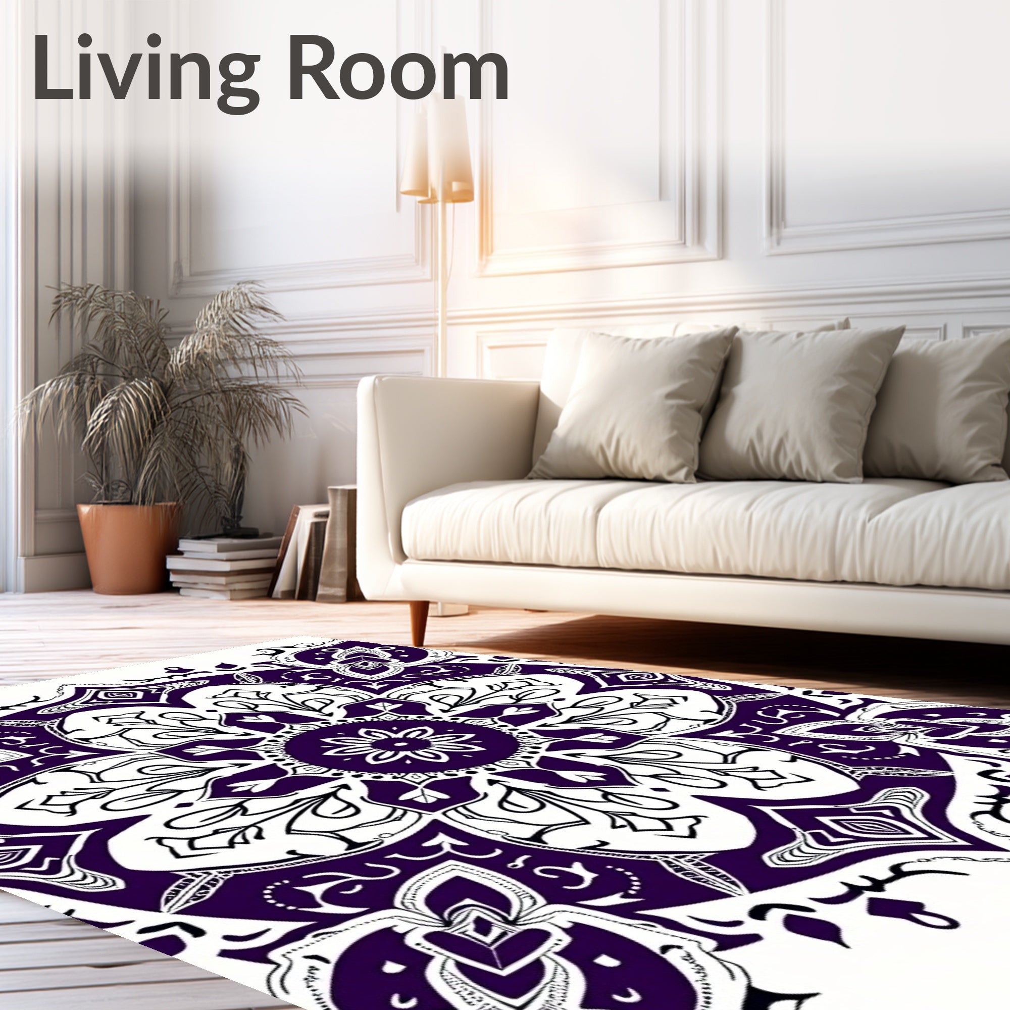 Deep Purple Floral Medallion Rug