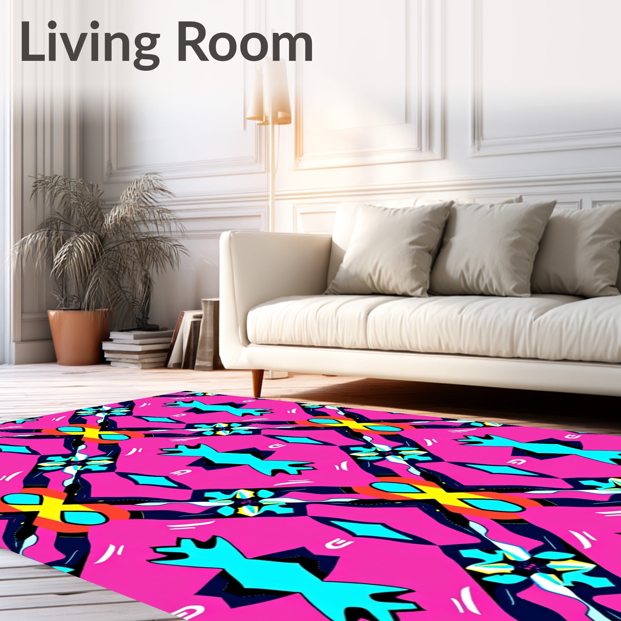 Pink Abstract Geometric Medallion Rug