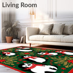 Festive Green Penguin Holiday Collection Rug